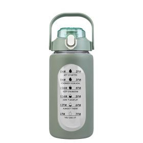 34Oz Glass Water Bottle Sports Water Bottle Motivational Water Bottle Water Intake Tracker Bottle with Straw Time Marker Silicone Sleeve Handle for Gy (Option: 32Oz_Green)